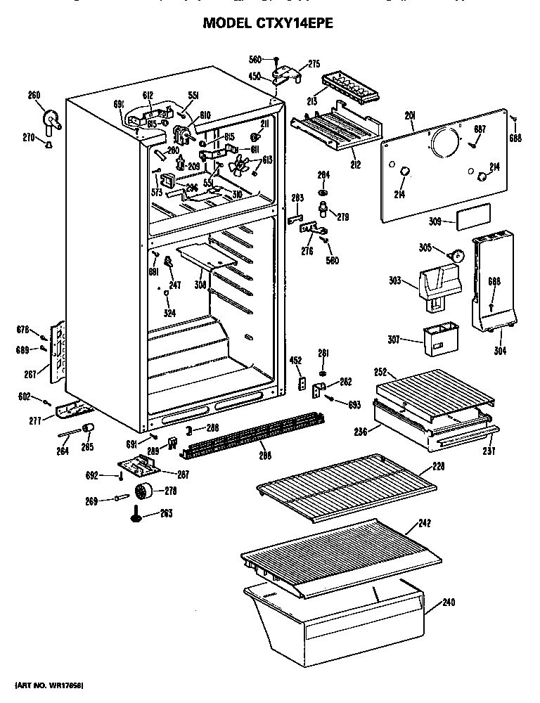 Hotpoint CTXY14EPERWH cabinet parts diagram