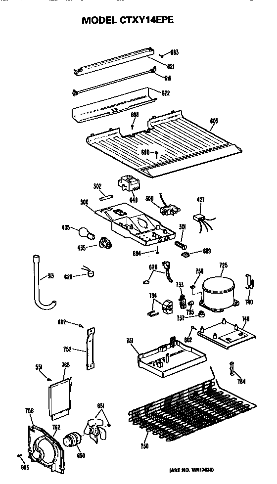 Hotpoint CTXY14EPERWH unit parts diagram