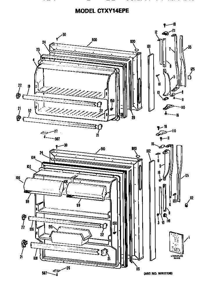 Hotpoint CTXY14EPERWH doors diagram