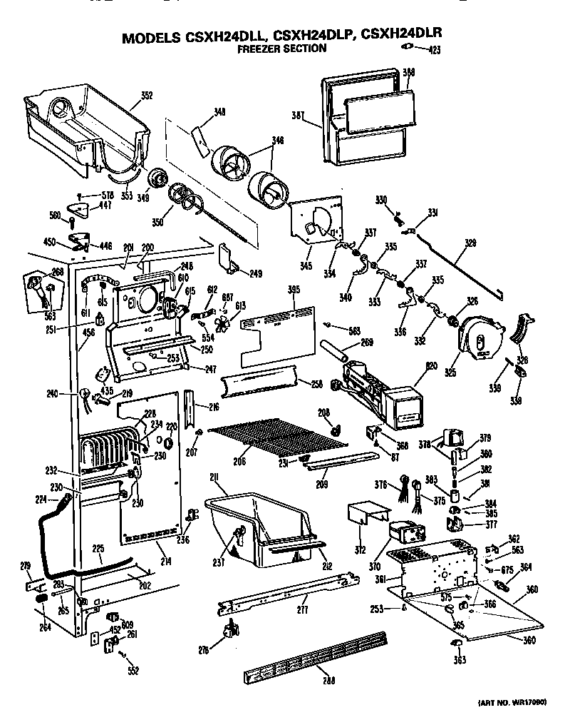 Hotpoint CSXH24DLL freezer section diagram