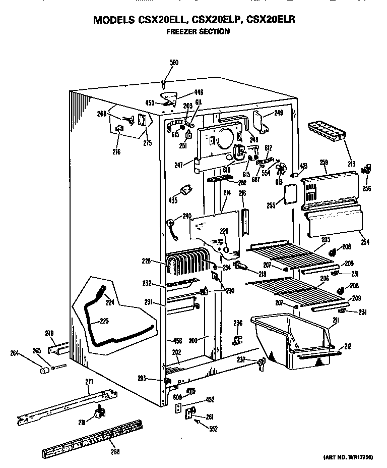 Hotpoint CSX20ELR freezer section diagram