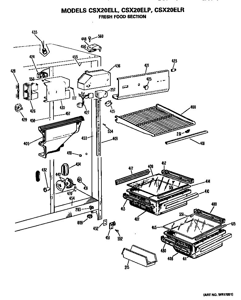 Hotpoint CSX20ELR fresh food section diagram