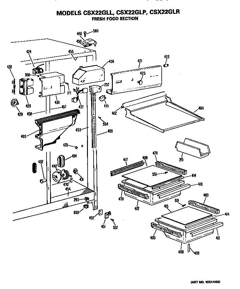 Hotpoint CSX22GLL fresh food section diagram