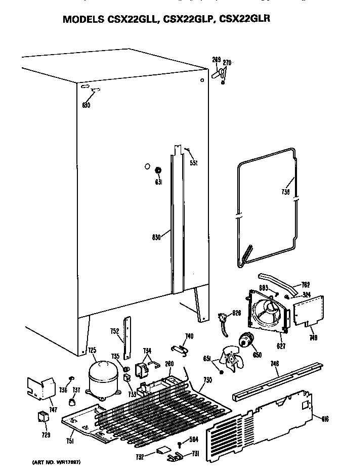 Hotpoint CSX22GLL unit parts diagram