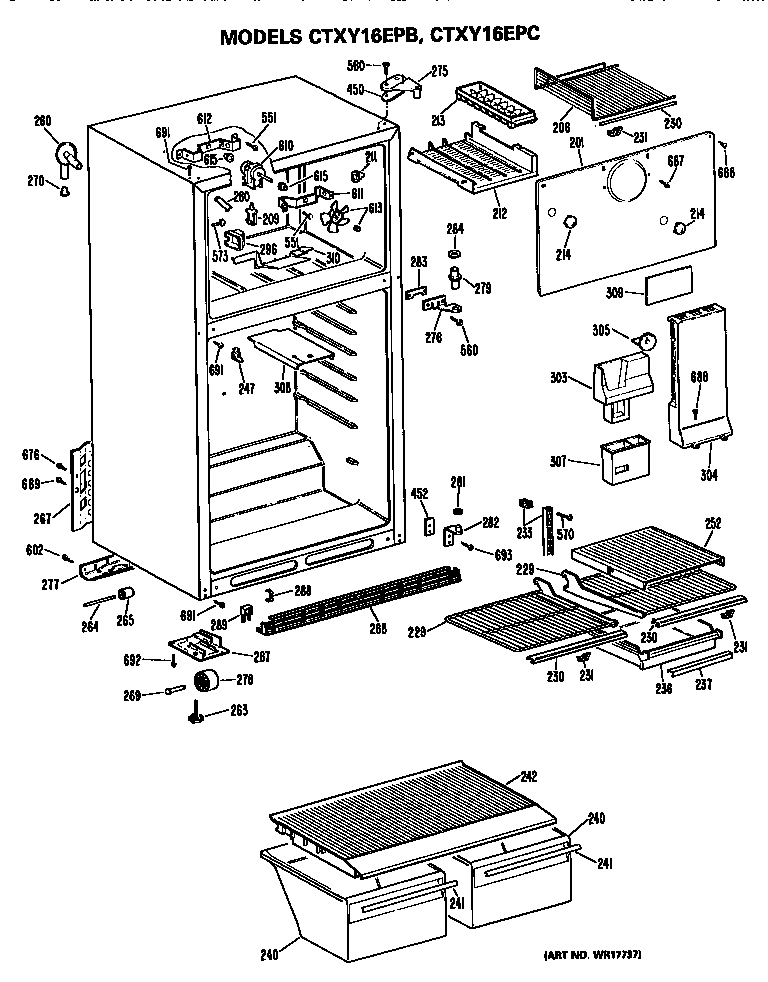 Hotpoint CTXY16EPBRWH cabinet parts diagram