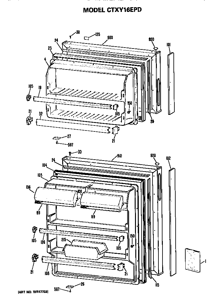Hotpoint CTXY16EPDRWH doors diagram