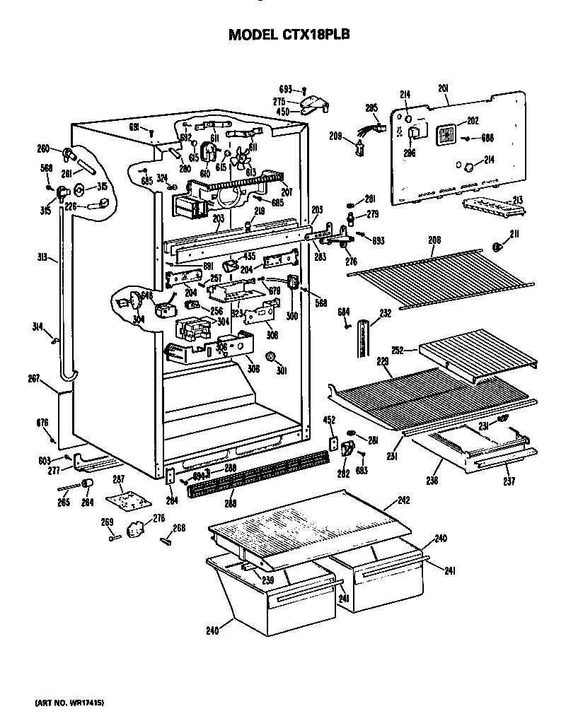 Hotpoint CTX18PLBRWH cabinet parts diagram