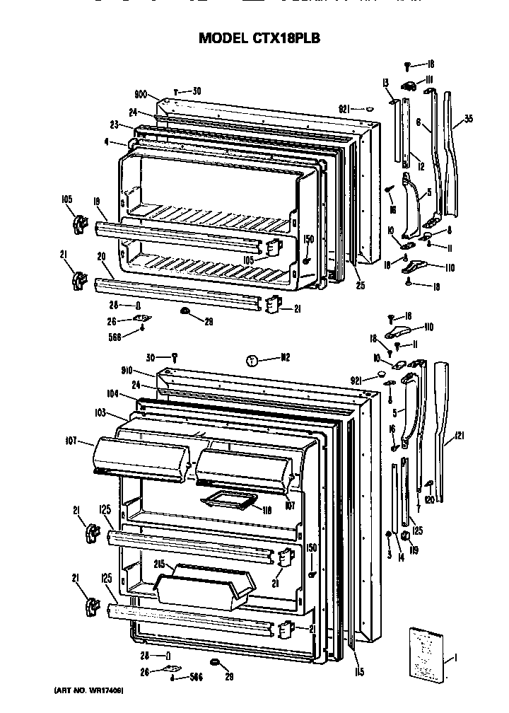 Hotpoint CTX18PLBRWH doors diagram