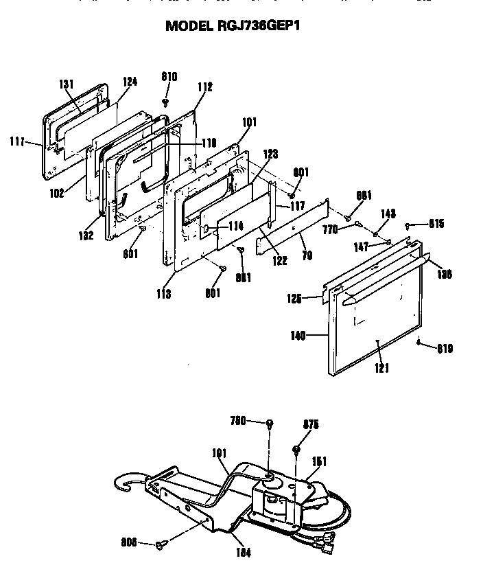 Hotpoint RGJ736GEP1BG oven door diagram
