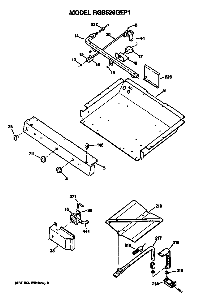Hotpoint RGB529GEP1 burner section diagram