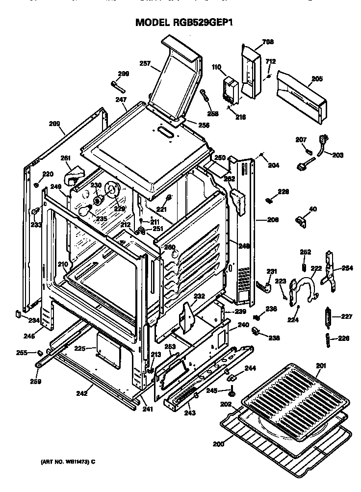 Hotpoint RGB529GEP1 oven diagram