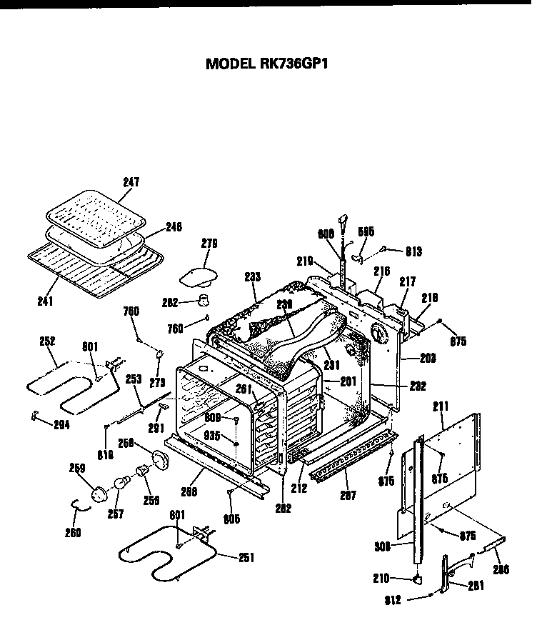 Hotpoint RK736GP1 cabinet parts diagram