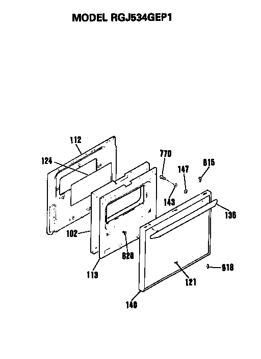 Hotpoint RGJ534GEP1 oven door diagram