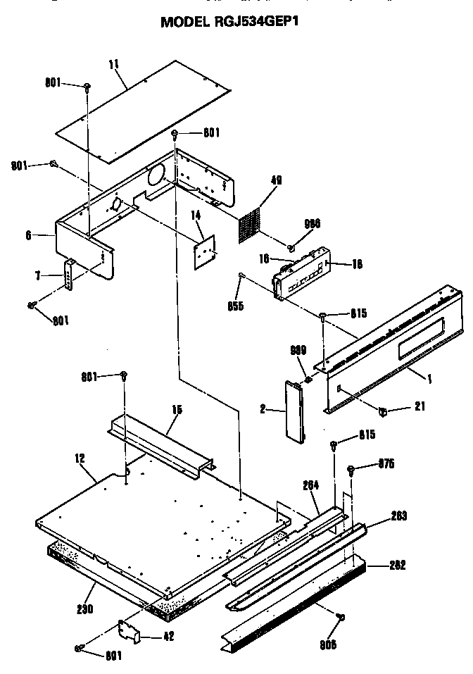 Hotpoint RGJ534GEP1 control panel diagram