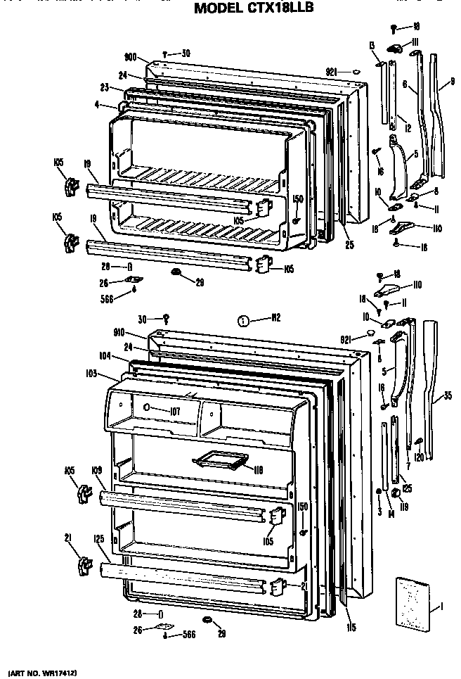 Hotpoint CTX18LLBRWH doors diagram