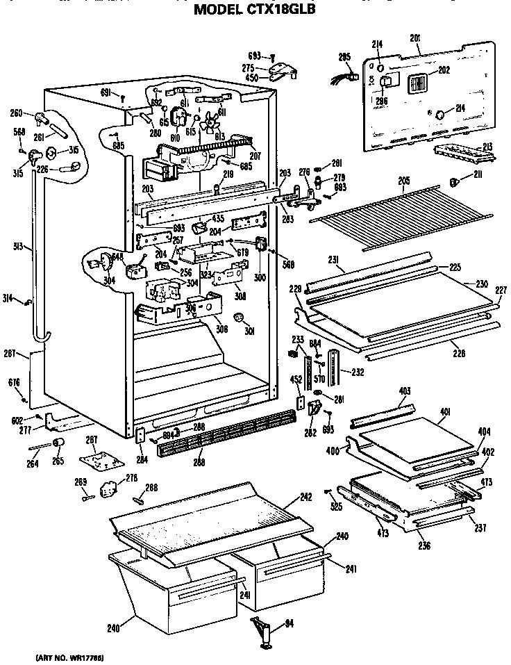 Hotpoint CTX18GLBRAD cabinet parts diagram