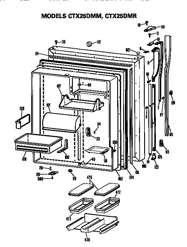 Hotpoint CTX25DMRRAD fresh food door diagram