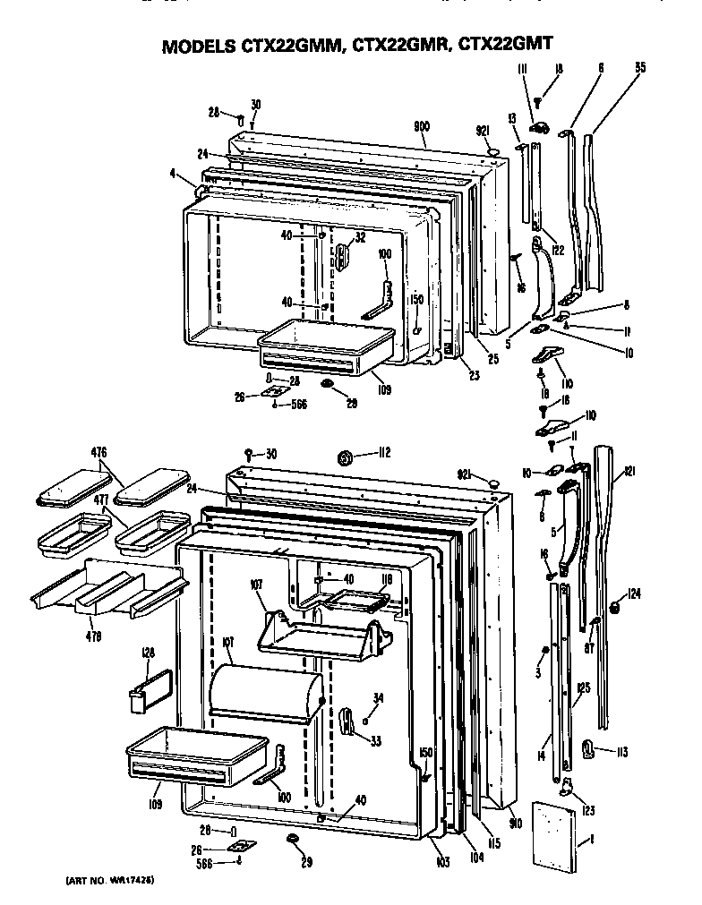 Hotpoint CTX22GMRRWH doors diagram