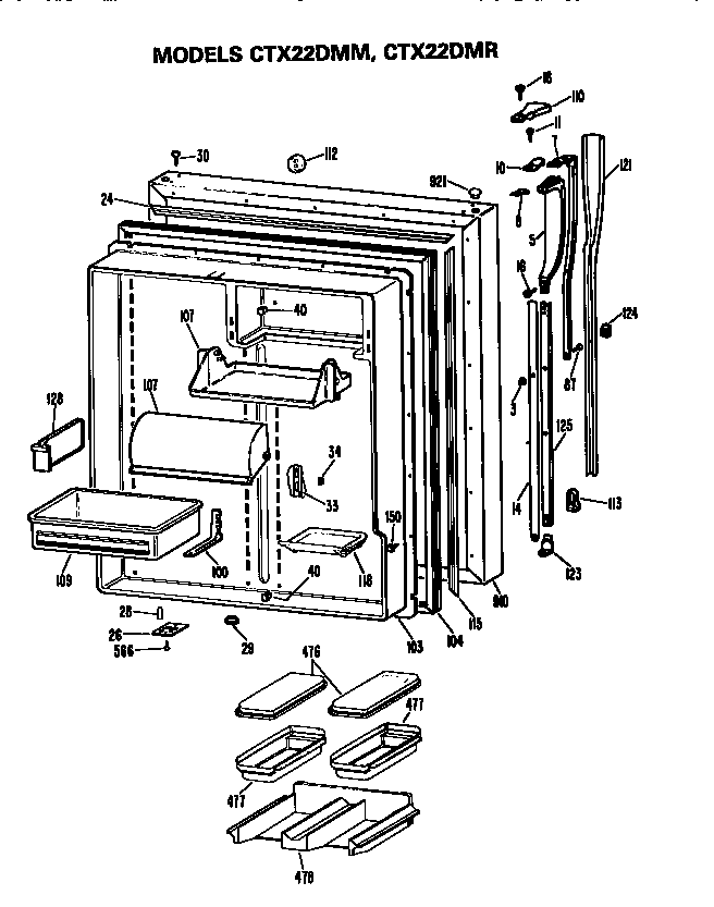 Hotpoint CTX22DMMLAD fresh food door diagram