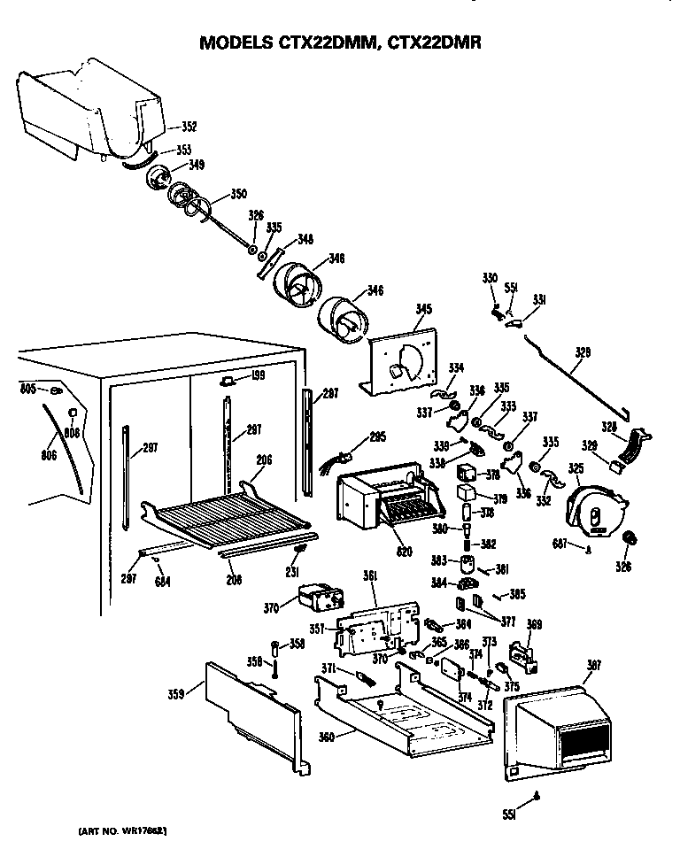 Hotpoint CTX22DMMLAD ice bucket/auger diagram