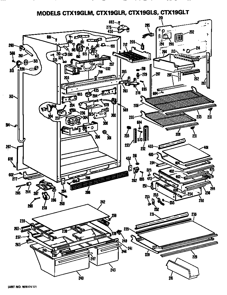 Hotpoint CTX19GLRRWH cabinet parts diagram