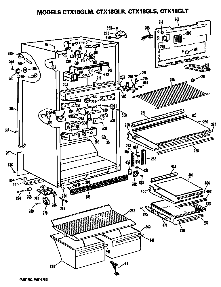 Hotpoint CTX18GLMRWH cabinet parts diagram