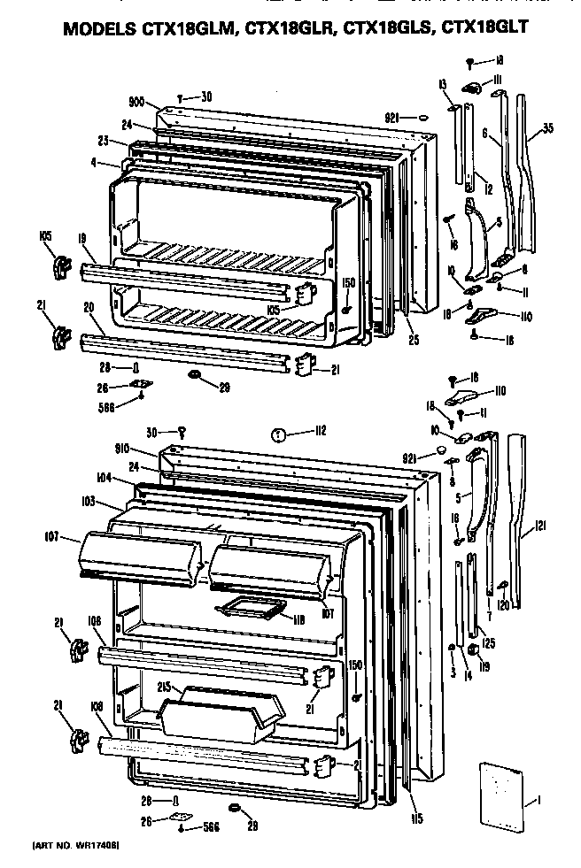Hotpoint CTX18GLMRWH doors diagram