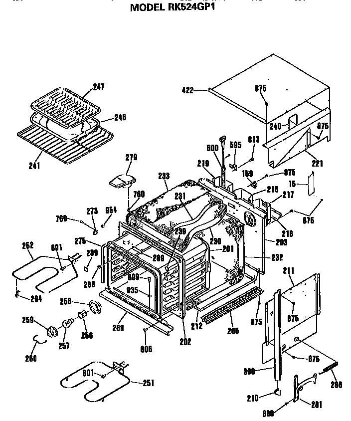 Hotpoint RK524GP1 oven diagram