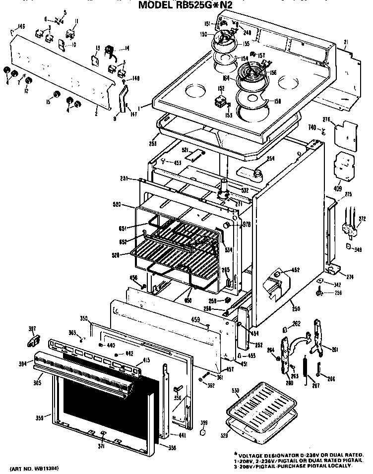 Hotpoint RB525G*N2 replacement parts diagram