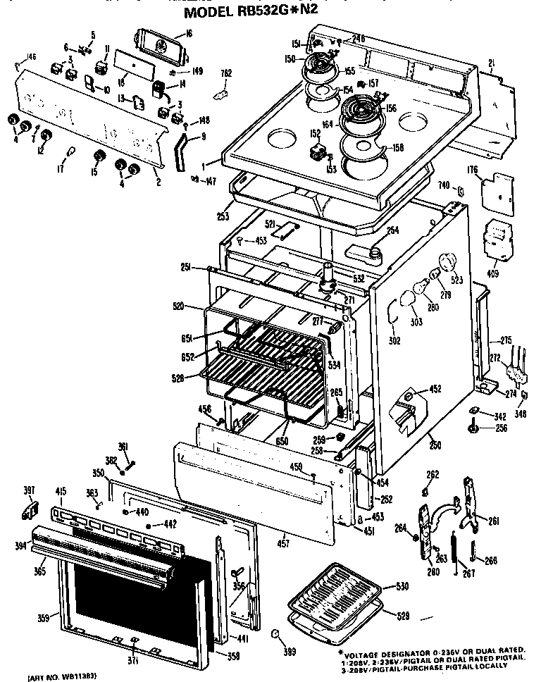 Hotpoint RB532G*N2 replacement parts diagram