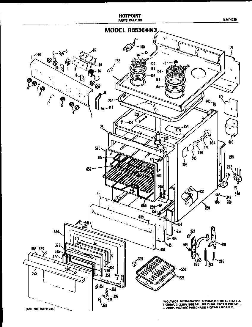 Hotpoint RB536*N3 replacement parts diagram