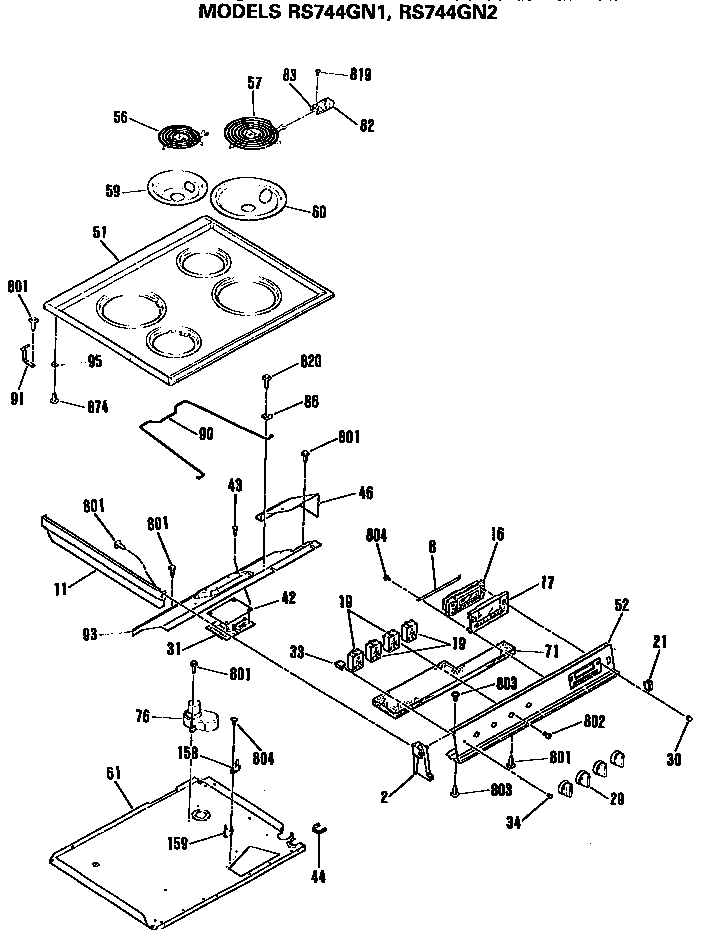 Hotpoint RS744GN1 cooktop diagram
