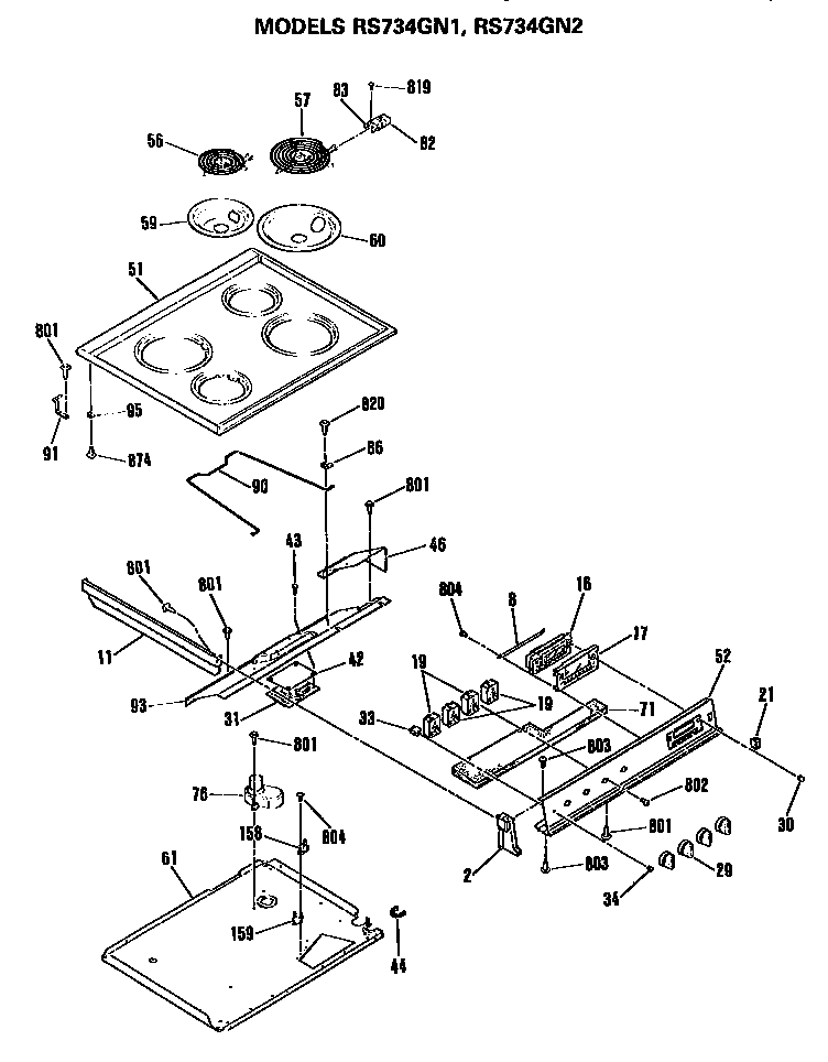 Hotpoint RS734GN2 cooktop diagram