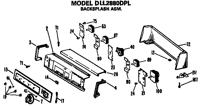 Hotpoint DLL2880DPL backsplash assembly diagram