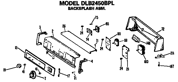 Hotpoint DLB1550BPL backsplash for dlb2450bpl only diagram