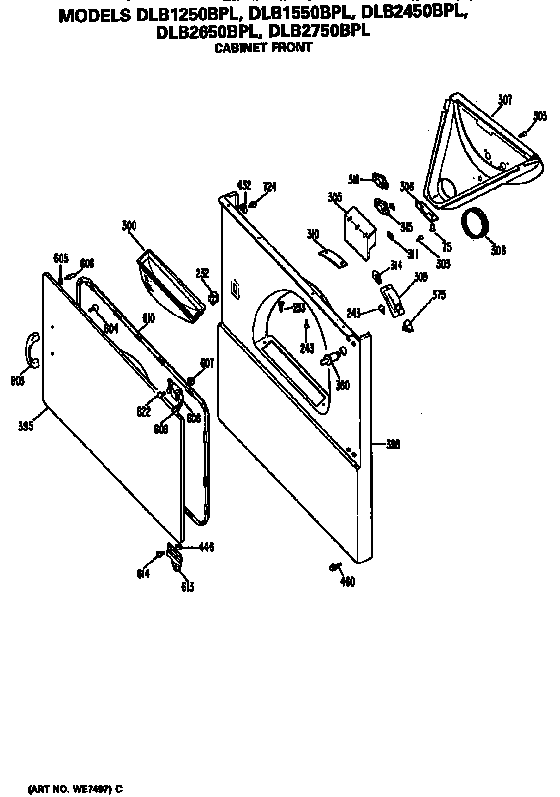 Hotpoint DLB1550BPL cabinet front diagram