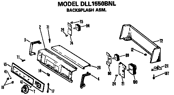 Hotpoint DLL2450BNL backsplash for dll1550bnl only diagram