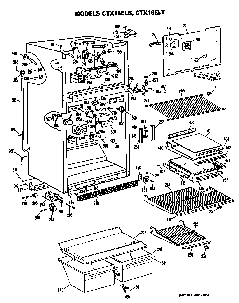 Hotpoint CTX18ELTRAD cabinet parts diagram