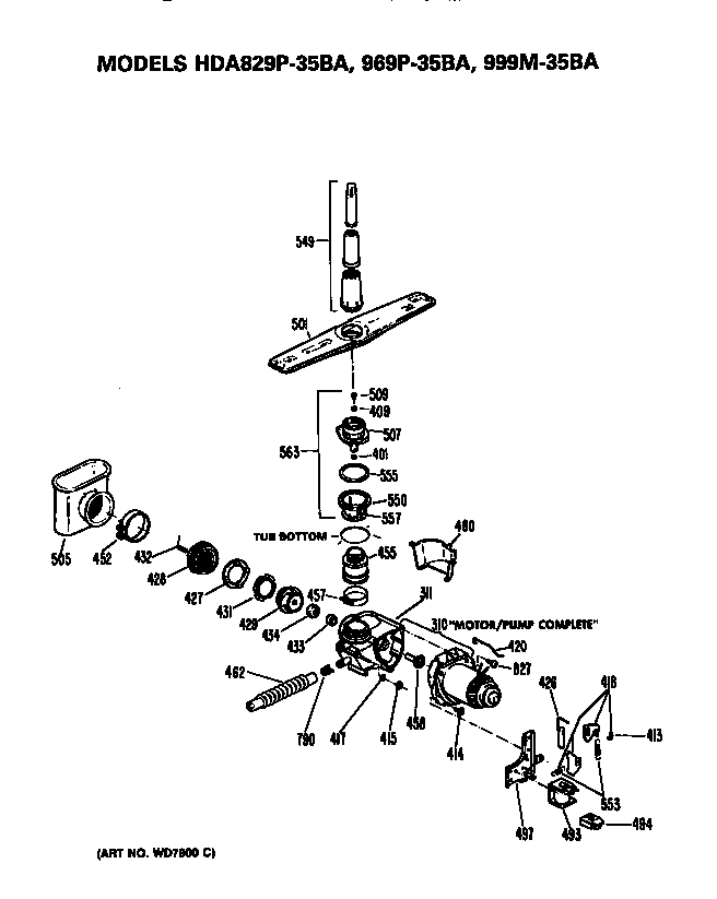 Hotpoint HDA829P-35BA motor-pump diagram