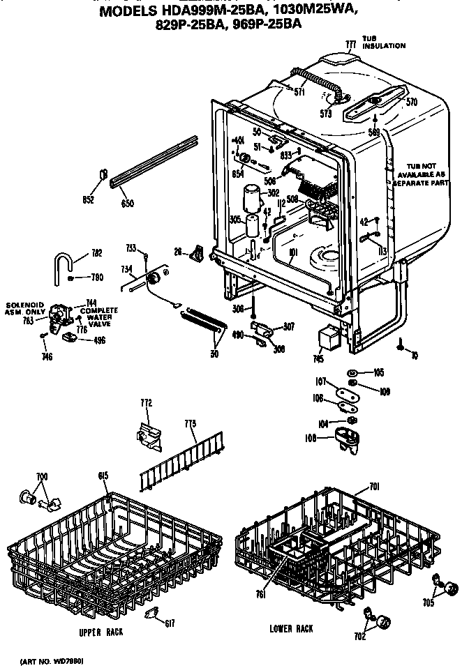 Hotpoint HDA829P-25BA tub diagram