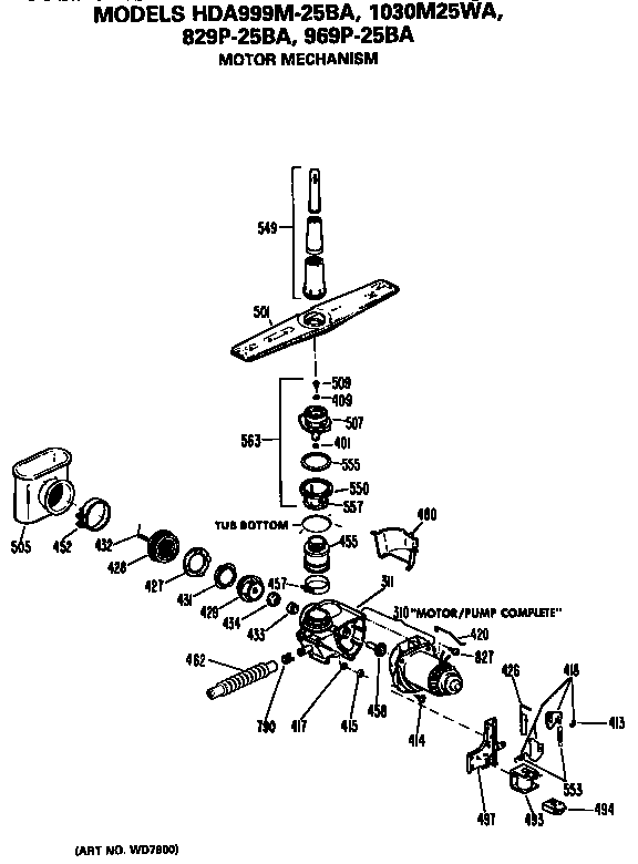 Hotpoint HDA829P-25BA motor-pump diagram