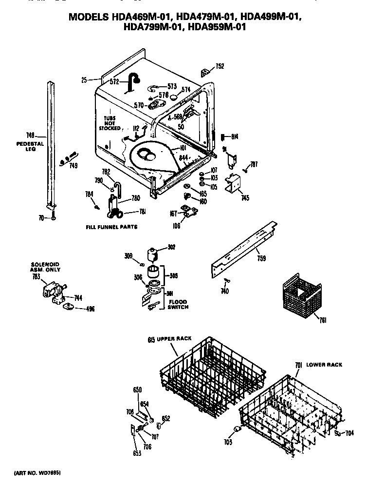 Hotpoint HDA499M-01 tub diagram