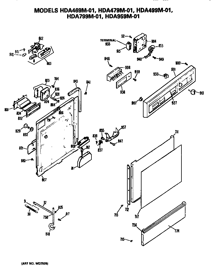 Hotpoint HDA499M-01 front/control panel diagram