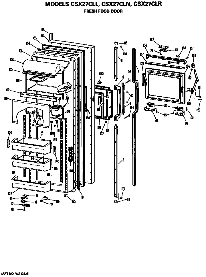 Hotpoint CSX27CLR fresh food door diagram