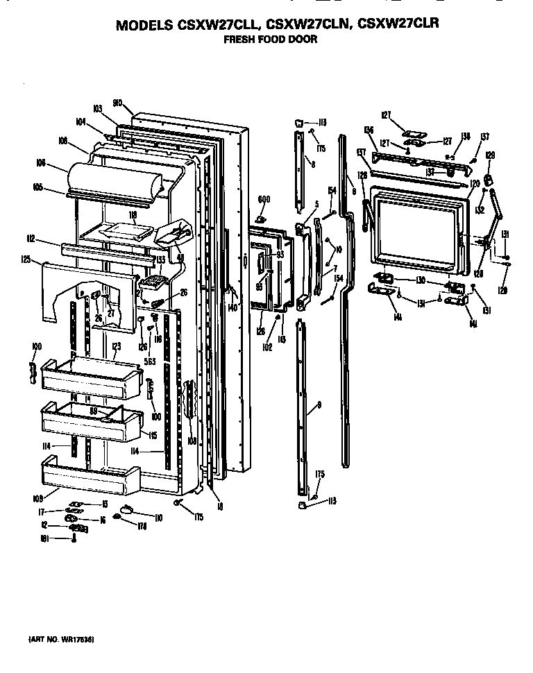 Hotpoint CSXW27CLL fresh food door diagram