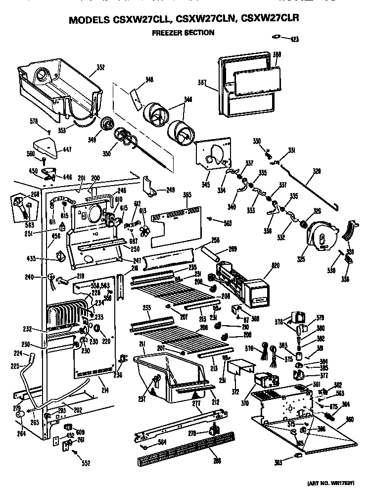Hotpoint CSXW27CLL freezer section diagram