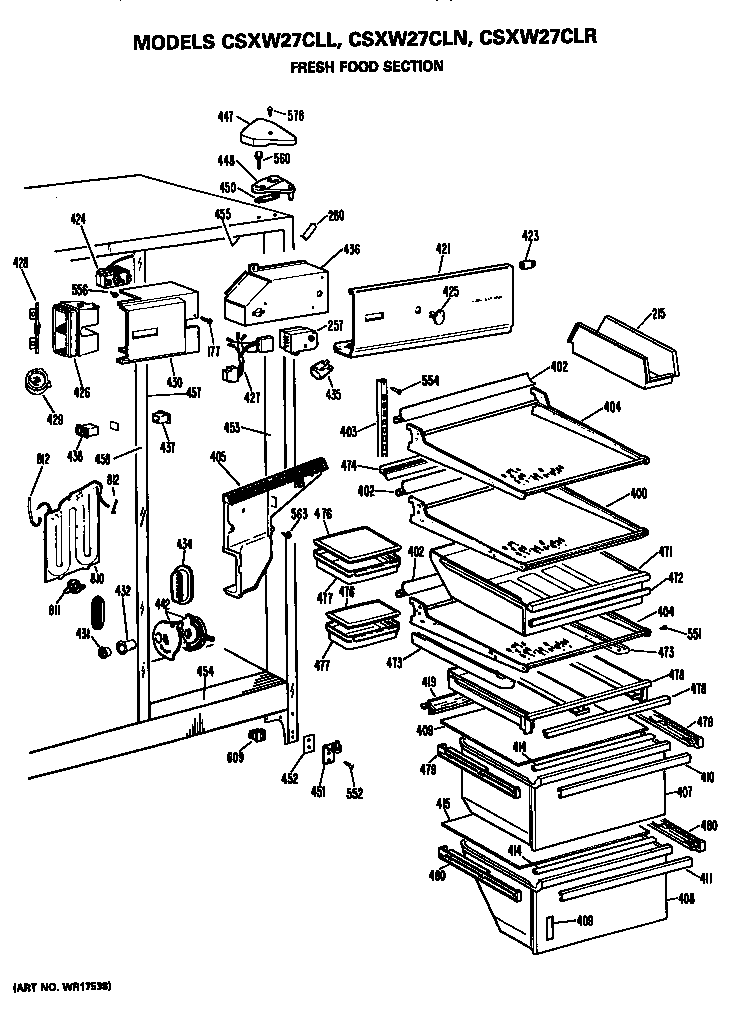 Hotpoint CSXW27CLL fresh food section diagram
