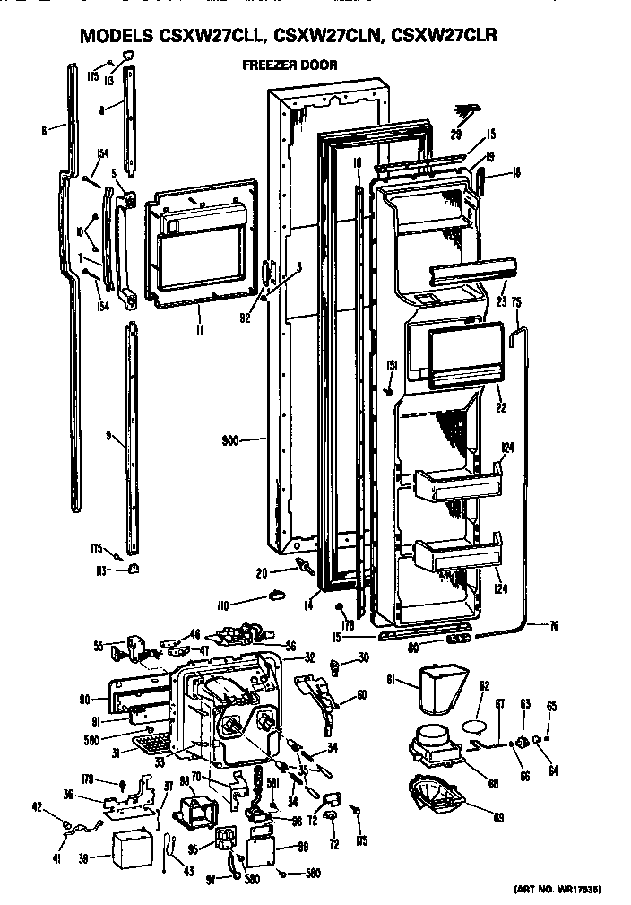 Hotpoint CSXW27CLL freezer door diagram