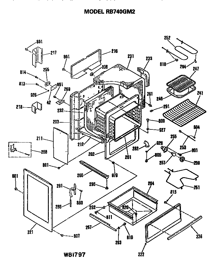 Hotpoint RB740GM2 body diagram