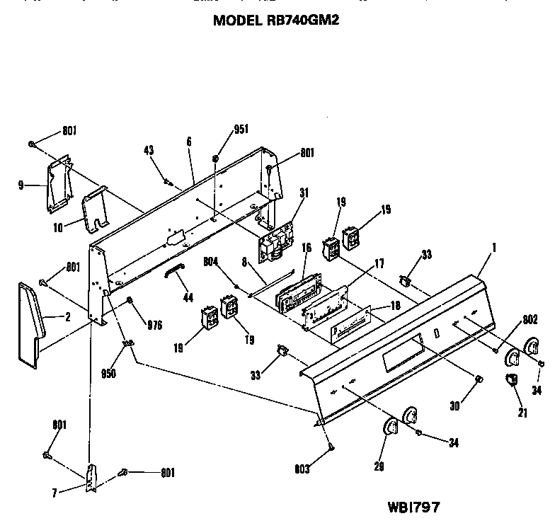 Hotpoint RB740GM2 control panel diagram